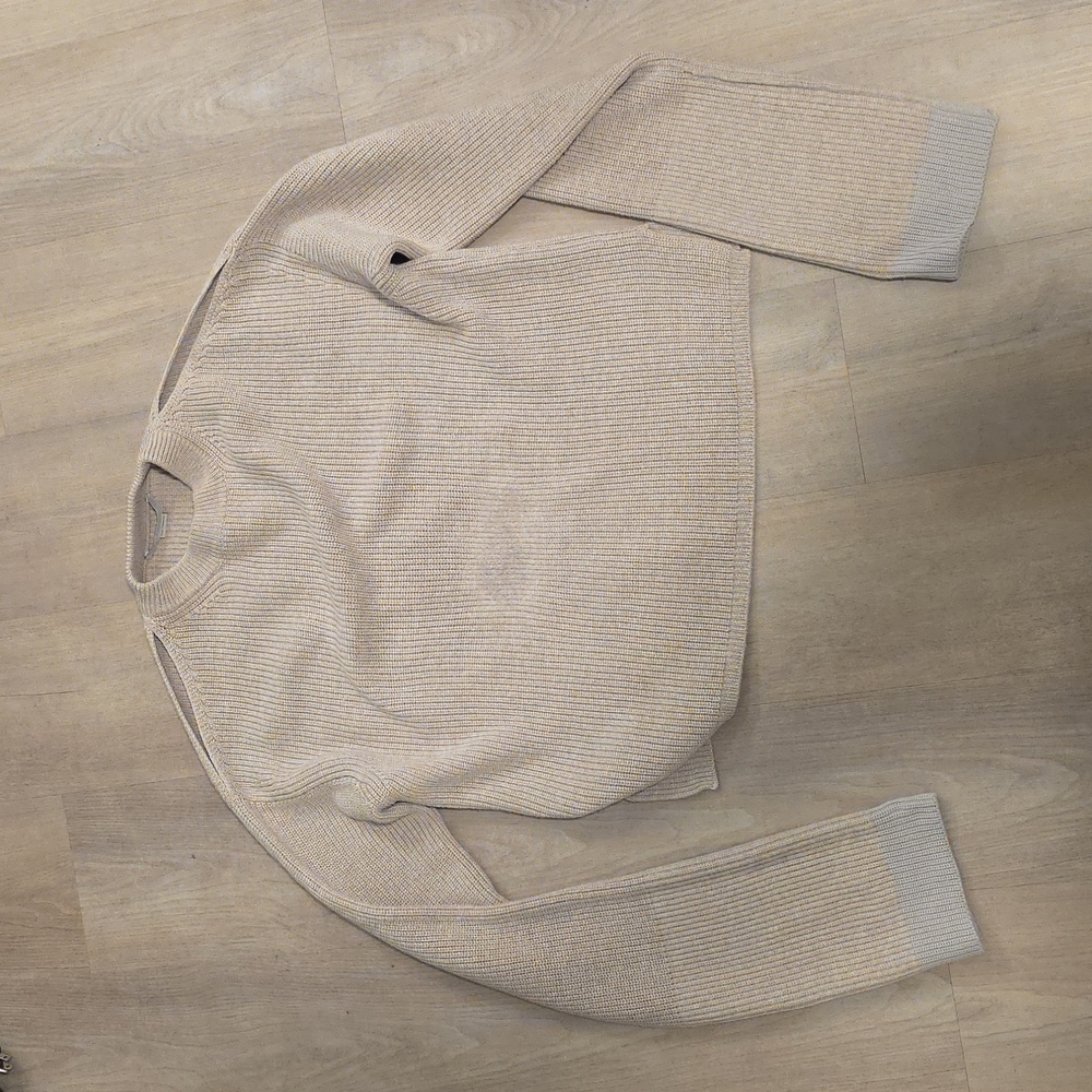 Beige Ribbed Knit Sweater